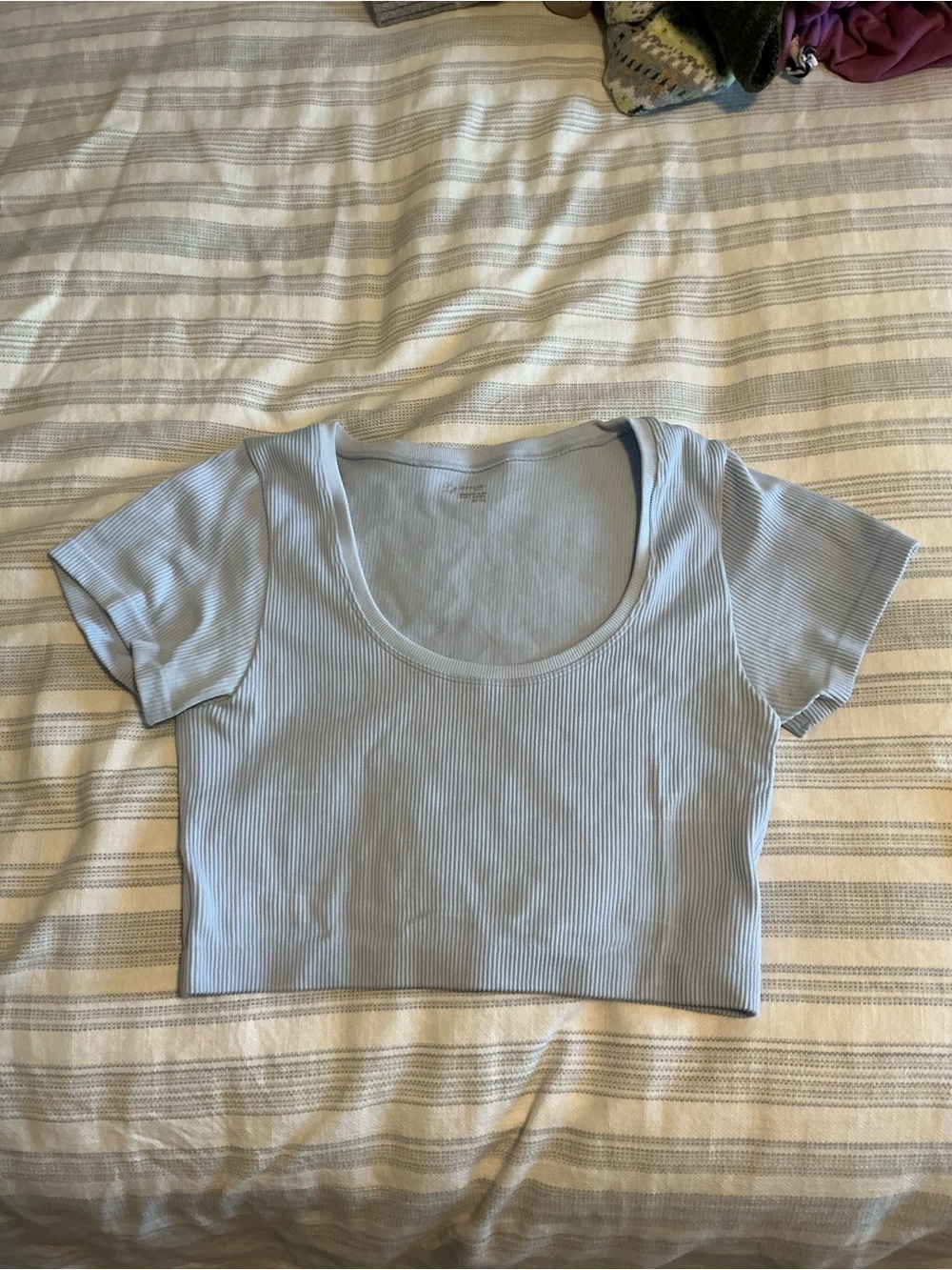 aerie Ribbed Scoop Crop Top - Light Blue
